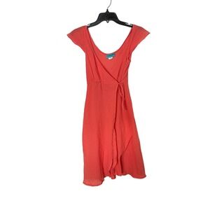 Melissa Odabash Coral Cap Sleeve Wrap Dress Size Large